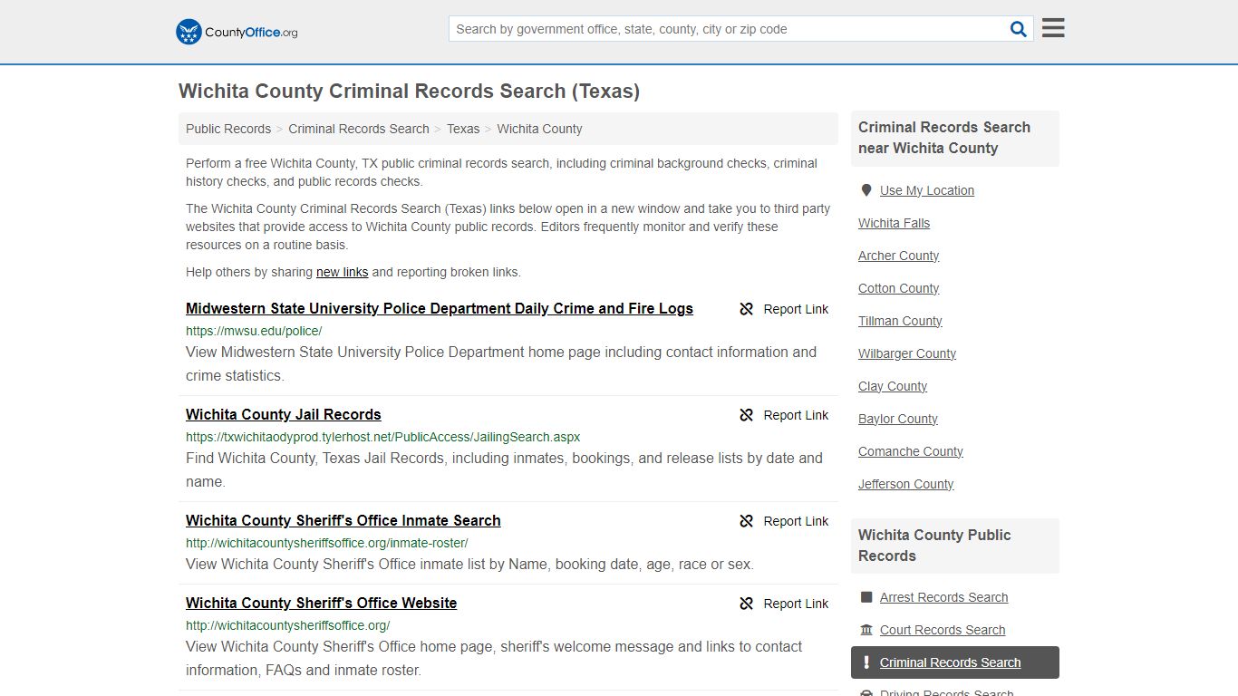 Wichita County Criminal Records Search (Texas) - County Office